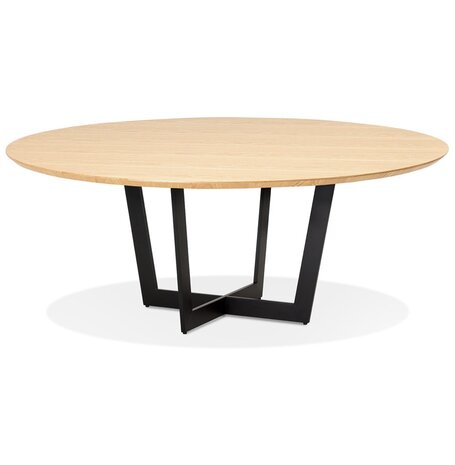 Ronde eettafel 'LULU' van zwart metaal en natuurkleurig hout - Ø140 cm
