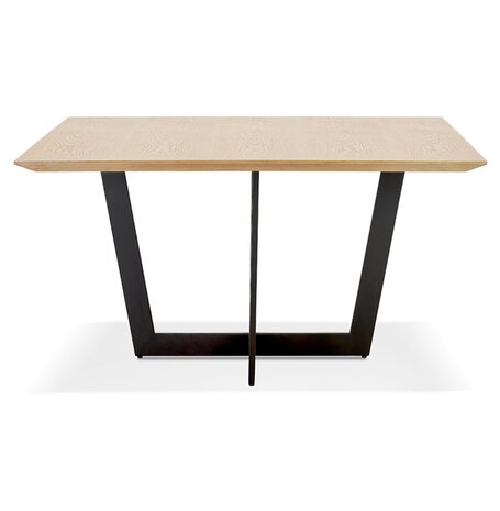 Vierkante eettafel 'ANITA' van natuurkleurig afgewerkt hout en zwart metaal - 140x140 cm