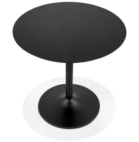 Ronde design tafel 'HUSH' van hout en zwart metaal - Ø 80 cm
