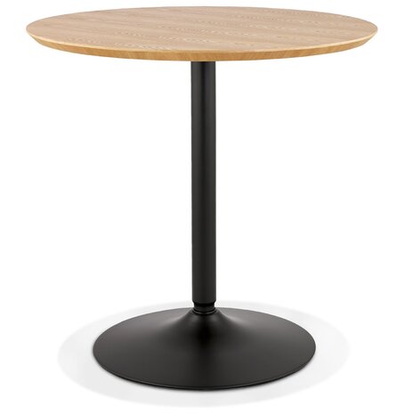 Ronde designtafel 'HUSH' van hout met natuurlijke afwerking en zwart metaal - Ø 80 cm
