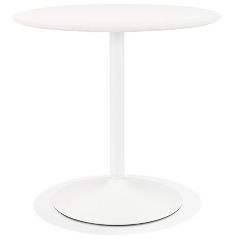 Ronde designtafel 'CHIVA' van hout en wit metaal - Ø 80 cm