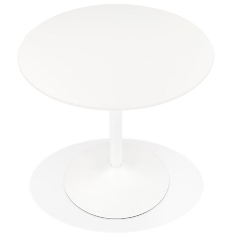 Ronde designtafel 'CHIVA' van hout en wit metaal - Ø 80 cm