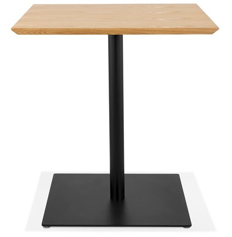 Vierkante design tafel 'SUMO' in natuurkleurig hout en zwart metaal - 70x70 cm