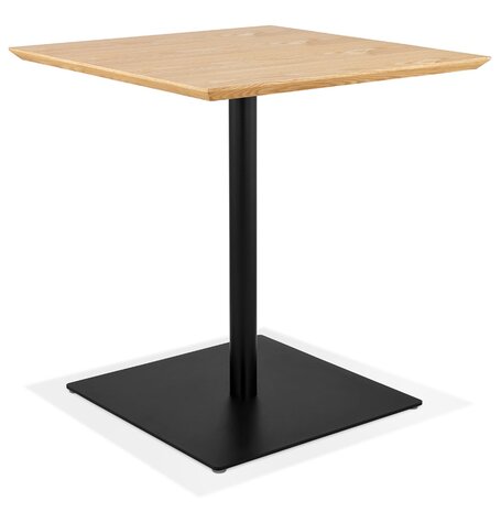 Vierkante design tafel 'SUMO' in natuurkleurig hout en zwart metaal - 70x70 cm