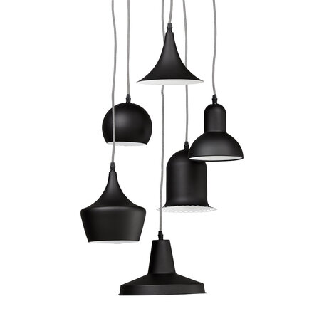 Hanglamp 'PIGAL' met 6 verschillende lampenkappen