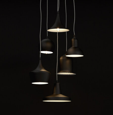 Hanglamp 'PIGAL' met 6 verschillende lampenkappen