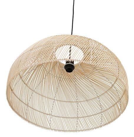 Ronde hanglamp 'CANUL' van natuurlijk gevlochten rotan
