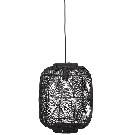 Hanglamp in lantaarnstijl 'PACITO' van zwarte rotan