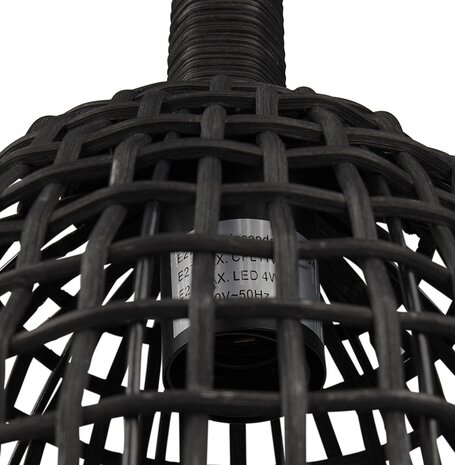 Hanglamp 'BENDITO' van zwarte rotan