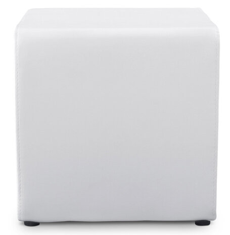 Poef 'CUBE' voor de woonkamer uit wit imitatieleder