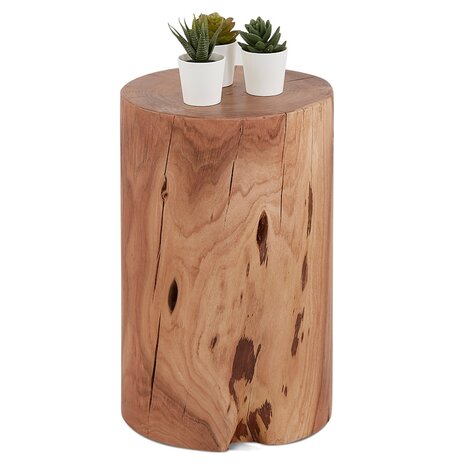 Bijzettafel / Boomstamkrukje 'STOLY' van natuurlijk afgewerkt massief hout