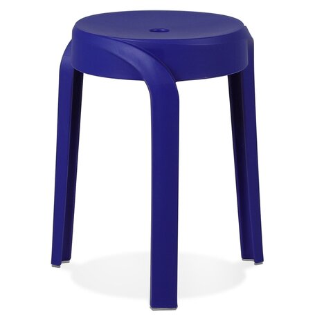 Stapelbare lage kruk 'POMPA' van donkerblauwe kunststof