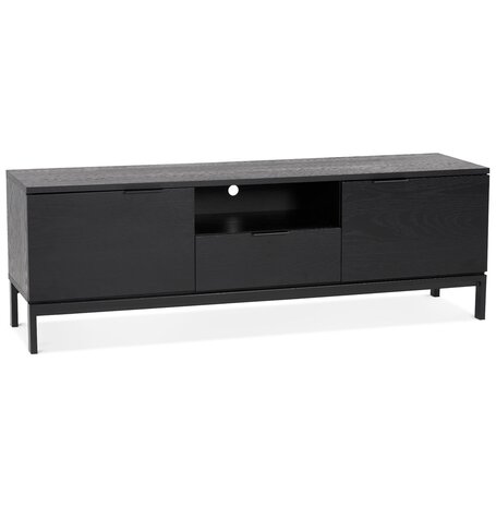 Design tv-meubel 'CATODIK' van hout en zwart metaal