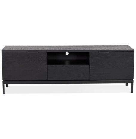 Design tv-meubel 'CATODIK' van hout en zwart metaal