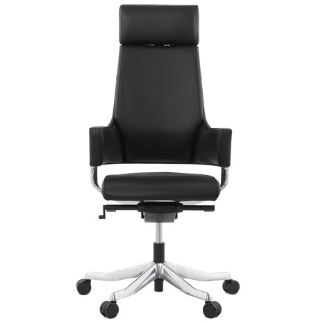 Ergonomische bureaustoel 'VIP' in echt zwart leder.