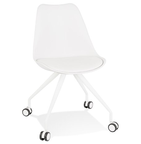 Witte bureaustoel op wieltjes 'SKIN' met metalen frame