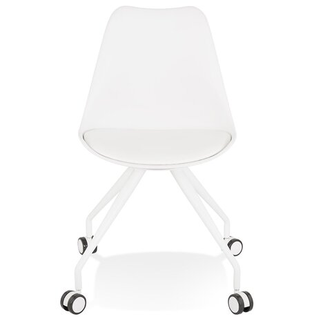 Witte bureaustoel op wieltjes 'SKIN' met metalen frame