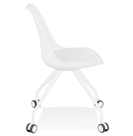 Witte bureaustoel op wieltjes 'SKIN' met metalen frame