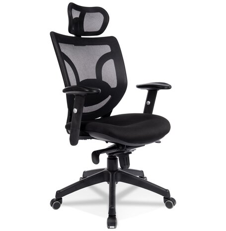 Ergonomische bureaustoel 'ALLAN' van zwarte stof
