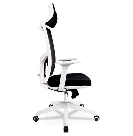 Design bureaustoel 'MATILDA' van zwarte stof met wit frame