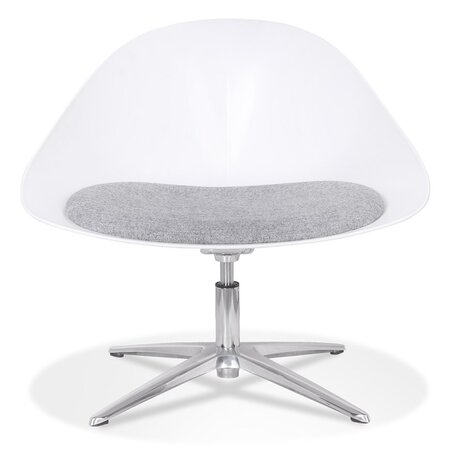 Design loungestoel 'DAPHNE' van witte kunststof en grijze stof