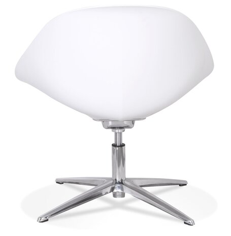 Design loungestoel 'DAPHNE' van witte kunststof en grijze stof