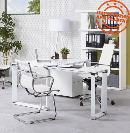 Design recht directiebureau 'XLINE' van wit hout - 160x80 cm