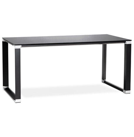 Design recht directiebureau 'XLINE' van zwart glas - 160x80 cm