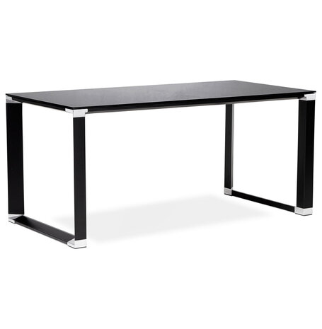 Design recht directiebureau 'XLINE' van zwart glas - 160x80 cm