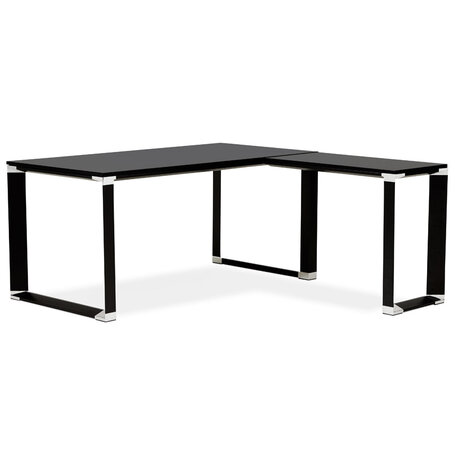 Design, hoekvormig directiebureau 'XLINE' 160 van zwart hout (hoek naar keuze) - 160 cm