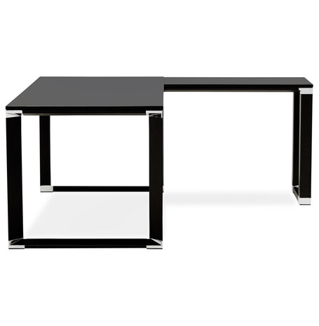 Design, hoekvormig directiebureau 'XLINE' 160 van zwart hout (hoek naar keuze) - 160 cm
