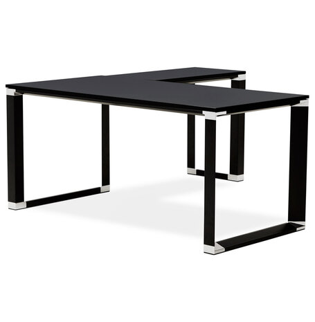 Design, hoekvormig directiebureau 'XLINE' 160 van zwart hout (hoek naar keuze) - 160 cm
