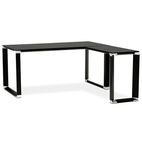 Design hoekbureau 'XLINE' 160 van zwart glas (hoek naar keuze) - 160 cm