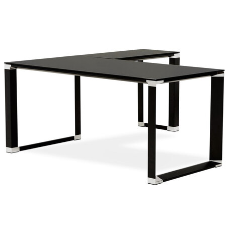 Design hoekbureau 'XLINE' 160 van zwart glas (hoek naar keuze) - 160 cm