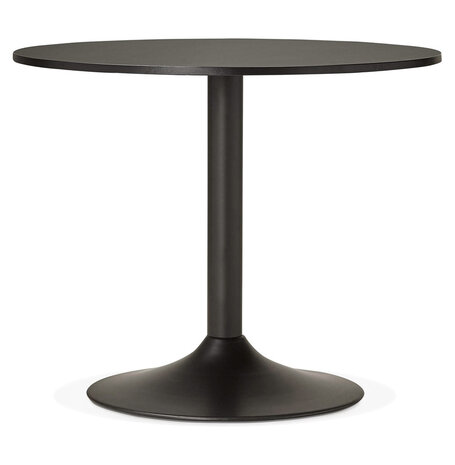 Kleine, ronde, zwarte bureau-/eettafel 'ATLANTA' - Ø 90 cm