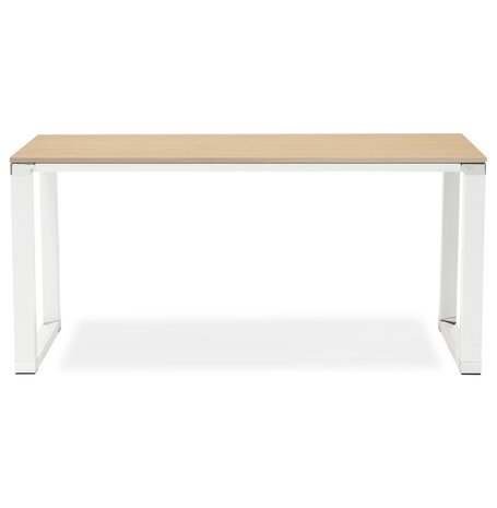 Recht design bureau 'XLINE' met natuurlijke houten afwerking en wit metaal - 160x80 cm