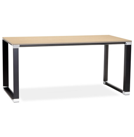 Recht design bureau 'XLINE' met natuurlijke houten afwerking en zwart metaal - 160x80 cm