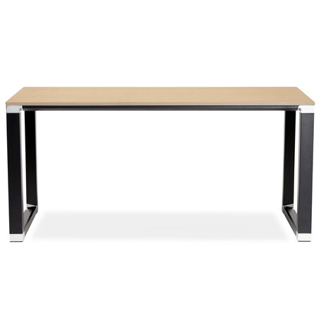 Recht design bureau 'XLINE' met natuurlijke houten afwerking en zwart metaal - 160x80 cm