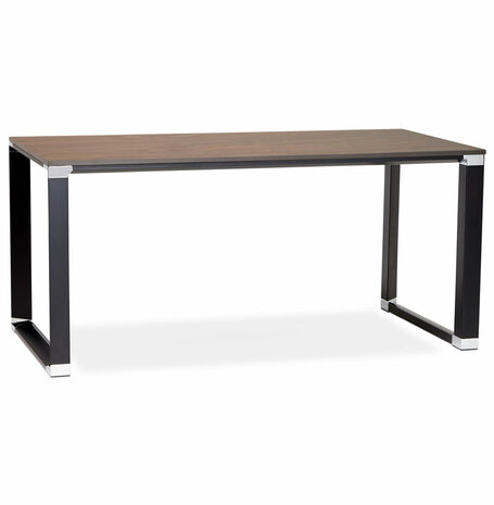 Recht design bureau 'XLINE' met notenhouten afwerking en zwart metaal - 160x80 cm