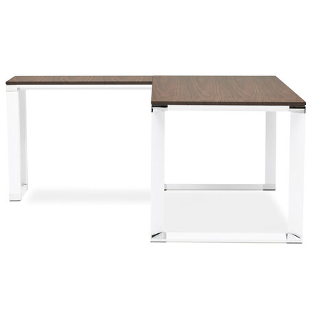 Design hoekbureau 'XLINE' met notenhouten afwerking en wit metaal (hoek naar keuze) - 160 cm