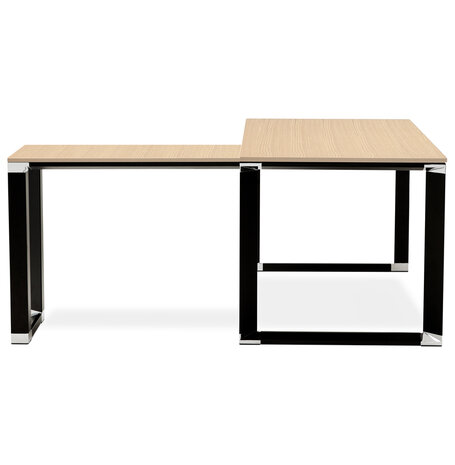 Design hoekbureau 'XLINE' met natuurlijke houten afwerking en zwart metaal (hoek naar keuze) - 160 cm