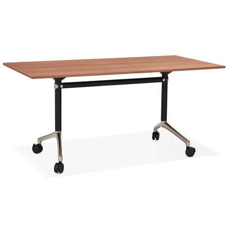 Groot opklapbaar bureau 'FLEXO' op houten wielen. walnoot hout afwerking - 160x80 cm