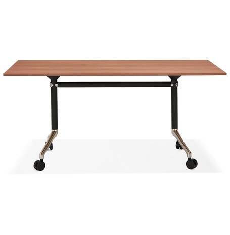 Groot opklapbaar bureau 'FLEXO' op houten wielen. walnoot hout afwerking - 160x80 cm