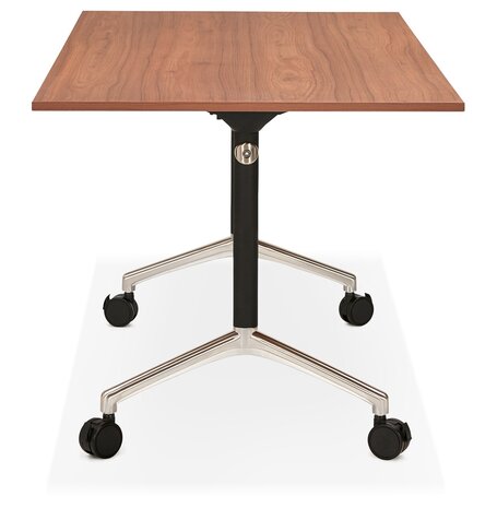 Groot opklapbaar bureau 'FLEXO' op houten wielen. walnoot hout afwerking - 160x80 cm