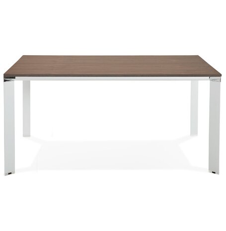 Vergadertafel / bench-bureau 'XLINE SQUARE' met notenhouten afwerking en wit metaal - 160x160 cm