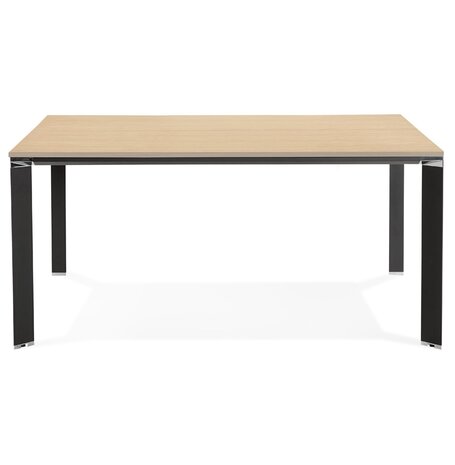 Vergadertafel / bench-bureau 'XLINE SQUARE' in hout met natuurlijke afwerking en zwart metaal - 160x160 cm