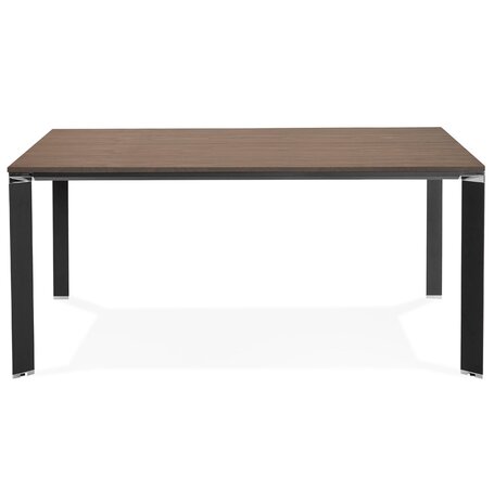Vergadertafel / bench-bureau 'XLINE SQUARE' met notenhouten afwerking en zwart metaal - 160x160 cm