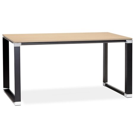 Klein recht designbureau 'XLINE' in hout met natuurlijke afwerking en zwart metaal - 140x70 cm