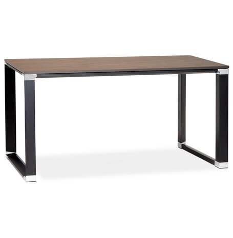 Klein recht designbureau 'XLINE' met notenhouten afwerking en zwart metaal - 140x70 cm