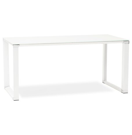 Klein recht designbureau 'XLINE' uit wit glas - 140x70 cm